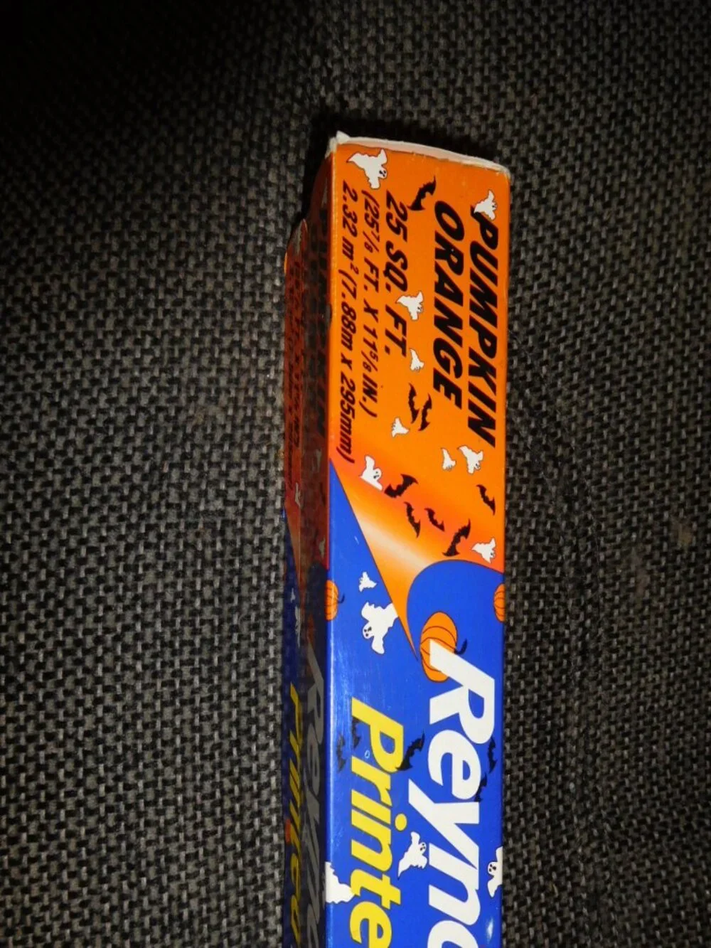 Reynolds Vintage Printed Plastic Wrap Spooky Prints Pumpkin Orange Halloween